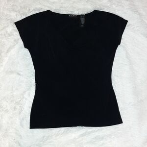 3/$12💥 LIZ CLAIBORNE AXCESS black ruched vneck blouse